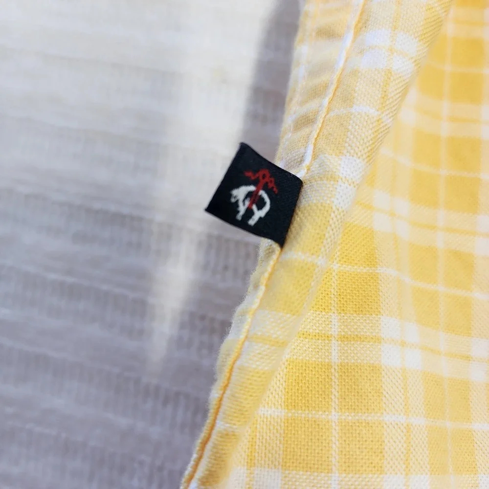 Brooks Brothers Fleece Boys Yellow White Plaid Button Down Shirt Size L Long Slv
